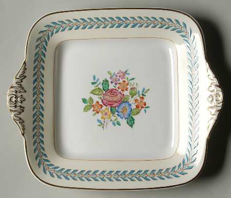 Woodstock (Gold Trim) Square Handled Cake Plate