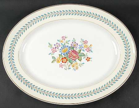 Woodstock (Gold Trim) 17" Oval Serving Platter