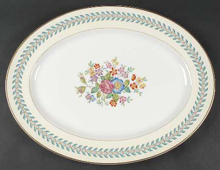 Woodstock (Gold Trim) 15" Oval Serving Platter