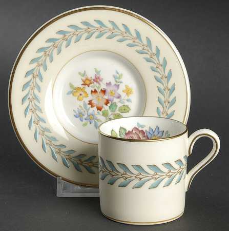 Woodstock (Gold Trim) Bond Shape Demitasse Cup and Saucer Set