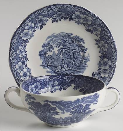 Woodland Flat Cream Soup Bowl & Saucer Set