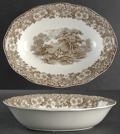 Woodland Brown 10" Oval Vegetable Bowl