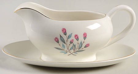 Pink Hope (Gold  Trim) Gravy Boat & Underplate