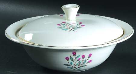 Pink Hope (Gold  Trim) Round Covered Vegetable