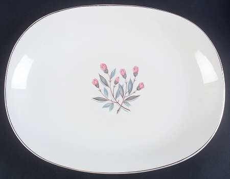 Pink Hope (Gold  Trim) 12" Oval Serving Platter