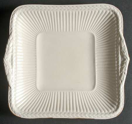 Edme (Gold Trim) Square Handled Cake Plate