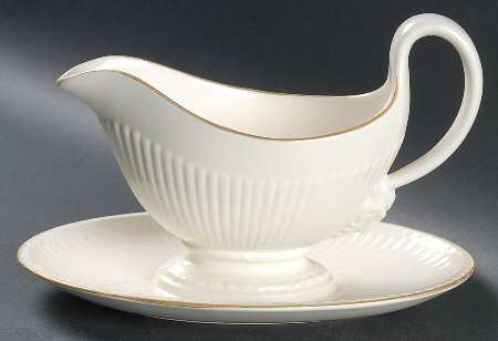 Edme (Gold Trim) Gravy Boat with Attached Underplate
