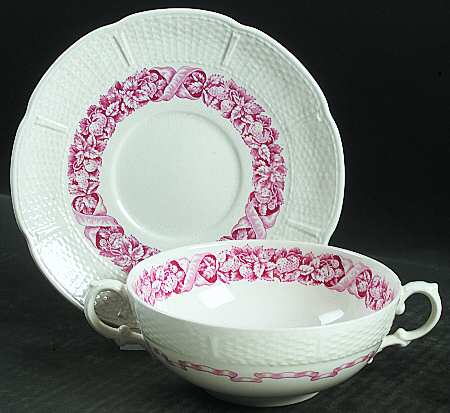 WW2 Footed Cream Soup Bowl & Saucer Set
