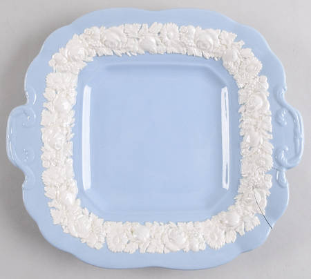Rose (Cream Color on Lavender) Handled Cake Plate