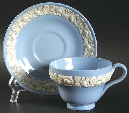 Rose (Cream Color on Lavender) Footed Cup & Saucer Set
