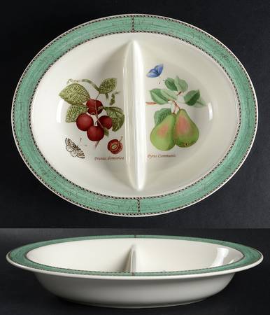 Sarah's Garden 11" Oval Divided Vegetable Bowl