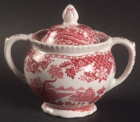 Seaforth Pink (Rope Edge, Scallop) Mini Sugar Bowl & Lid