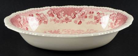Seaforth Pink (Rope Edge, Scallop) 10" Oval Vegetable Bowl