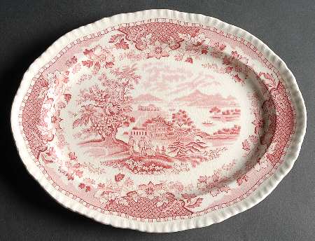 Seaforth Pink (Rope Edge, Scallop) 10" Oval Serving Platter