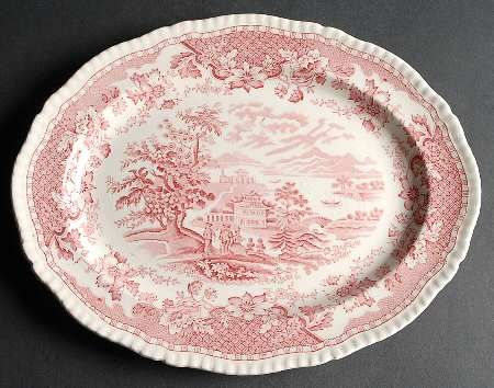 Seaforth Pink (Rope Edge, Scallop) 12" Oval Serving Platter
