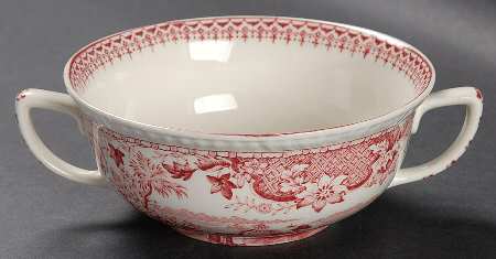 Seaforth Pink (Rope Edge, Scallop) Flat Cream Soup Bowl