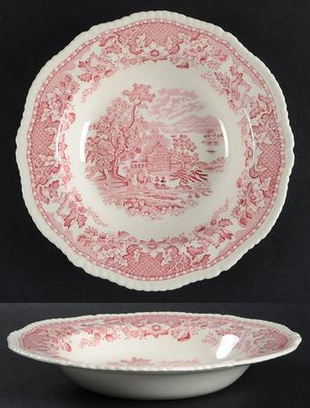 Seaforth Pink (Rope Edge, Scallop) Rim Soup Bowl