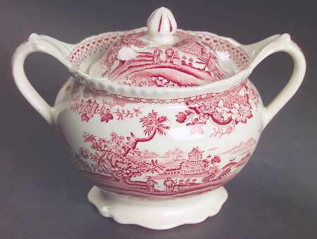 Seaforth Pink (Rope Edge, Scallop) Sugar Bowl & Lid