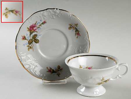 Moss Rose Footed Cup & Saucer Set