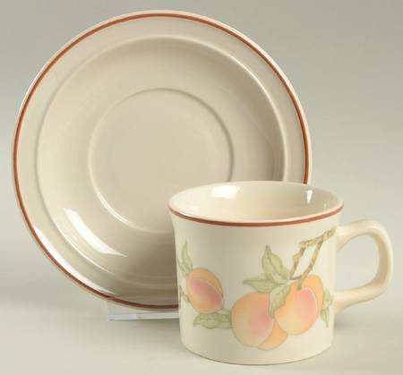 Peach Flat Cup & Saucer Set