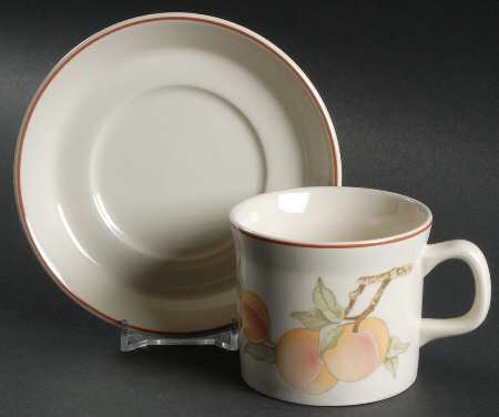 Peach Flat Cup & Saucer Set