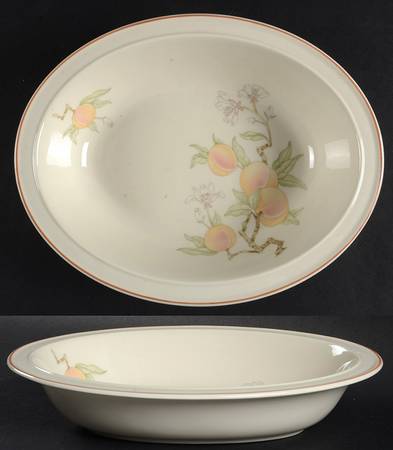 Peach 9" Oval Vegetable Bowl