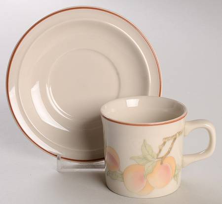 Peach Bond Shape Demitasse Cup and Saucer Set by Wedgwood
