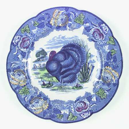English Scenery Blue Multicolor Dinner Plate