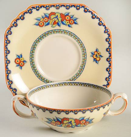 Manchu Flat Cream Soup Bowl & Saucer Set