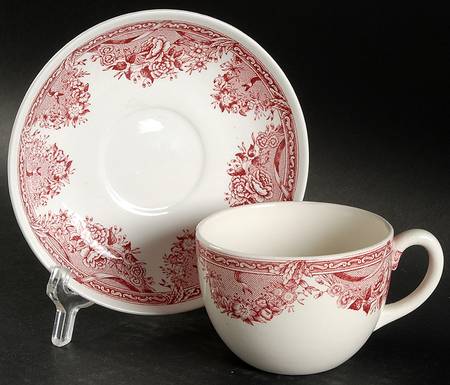 Salem College Pink Flat Cup & Saucer Set