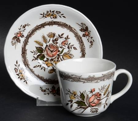 Rosedale Brown (No Rope Edge) Flat Cup & Saucer Set