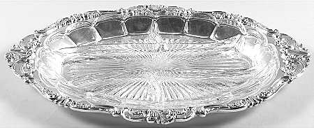Baroque (Silverplate, Hollowware, Older) 5 Part Relish with Glass Divided Liner