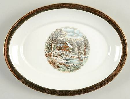 Currier & Ives 11" Oval Serving Platter