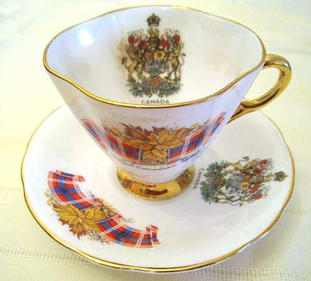 Royal Canadian Tartan Footed Cup & Saucer Set