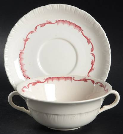 Salvator Red Flat Cream Soup & Saucer Set by Wedgwood