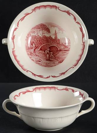 Salvator Red Flat Cream Soup Bowl