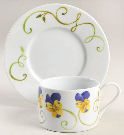 Lyrical Blooms Flat Cup & Saucer Set