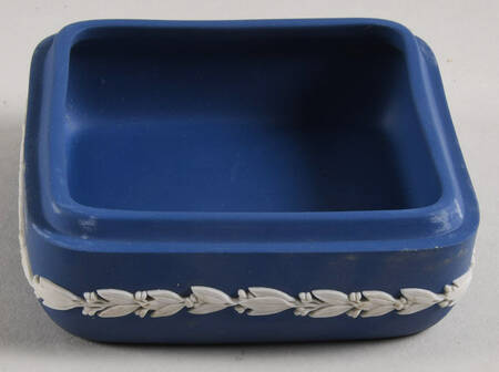 Queen Elizabeth on Royal Blue Jasperware Square Box No Lid