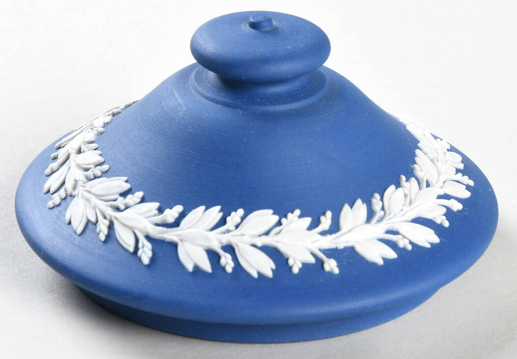 Queen Elizabeth on Royal Blue Jasperware Lid for Sugar Bowl