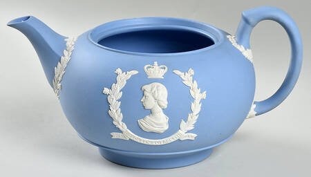 Queen Elizabeth II on Lavender Jasperware Teapot No Lid