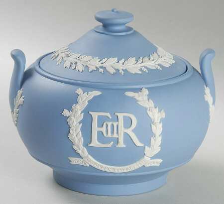 Queen Elizabeth II on Lavender Jasperware Sugar Bowl & Lid