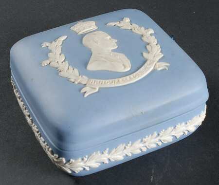 Queen Elizabeth II on Lavender Jasperware Square Box with Lid