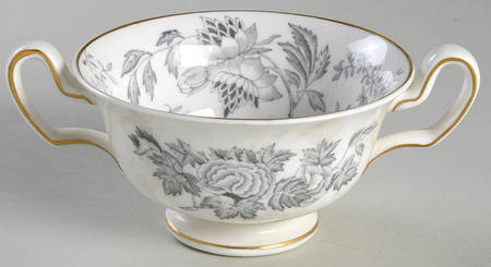 Avon Gray (Gold) Footed Cream Soup Bowl