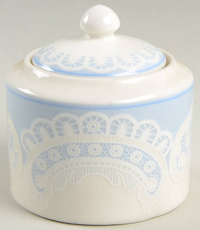 Queen Anne's Lace Blue Sugar Bowl & Lid