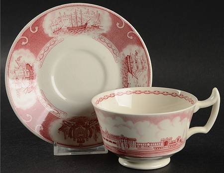 United States Naval Academy Red Footed Cup & Saucer Set