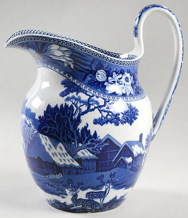 Fallow Deer Blue (No Trim) 128 Oz Pitcher and Bowl, Pitcher Only