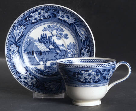 Fallow Deer Blue (No Trim) Footed Cup & Saucer Set