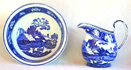Fallow Deer Blue (No Trim) 64 Oz Pitcher and Bowl Set