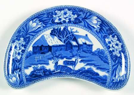 Fallow Deer Blue (No Trim) Crescent Salad Plate