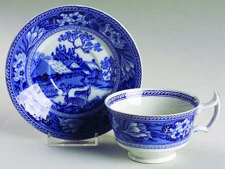 Fallow Deer Blue (No Trim) Footed Cup & Saucer Set